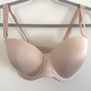Silicone Bead Removeable Straps Nude Underwire Four Hook Bra Size 32DDD